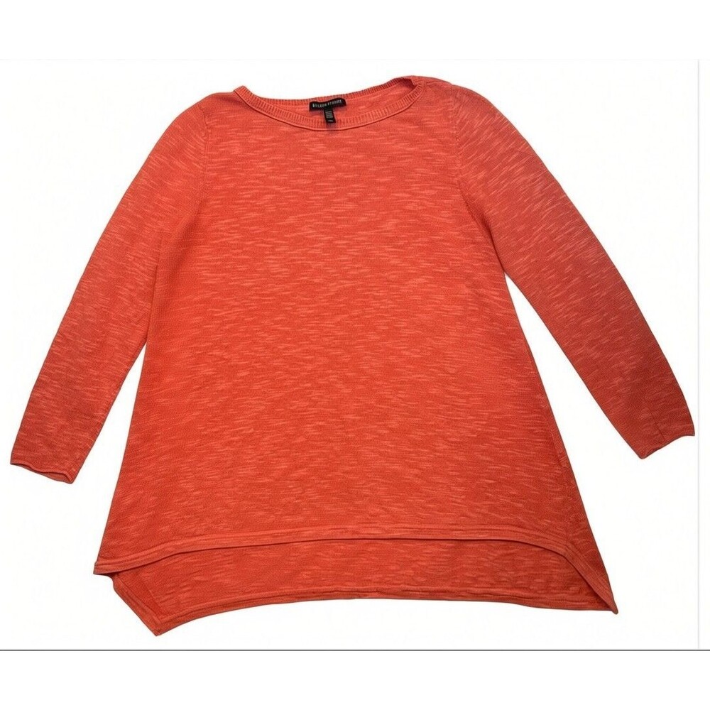 Eileen Fisher Organic Linen Cotton Pink Orange Lightweight Sweater S Guava